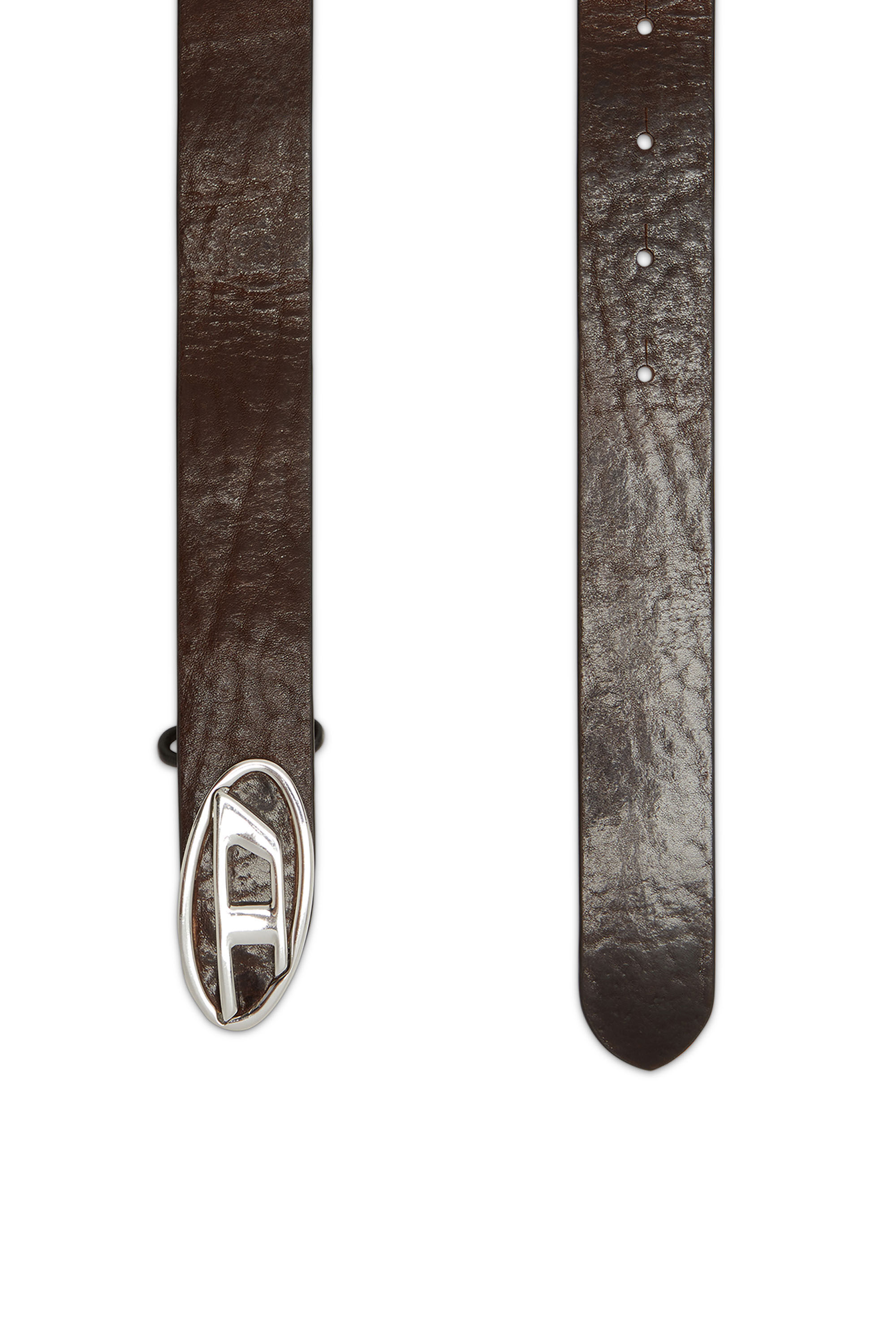 Diesel - B-1DR-LAYER, Man's 2.9cm leather belt with oval d logo in Dark Brown - 2