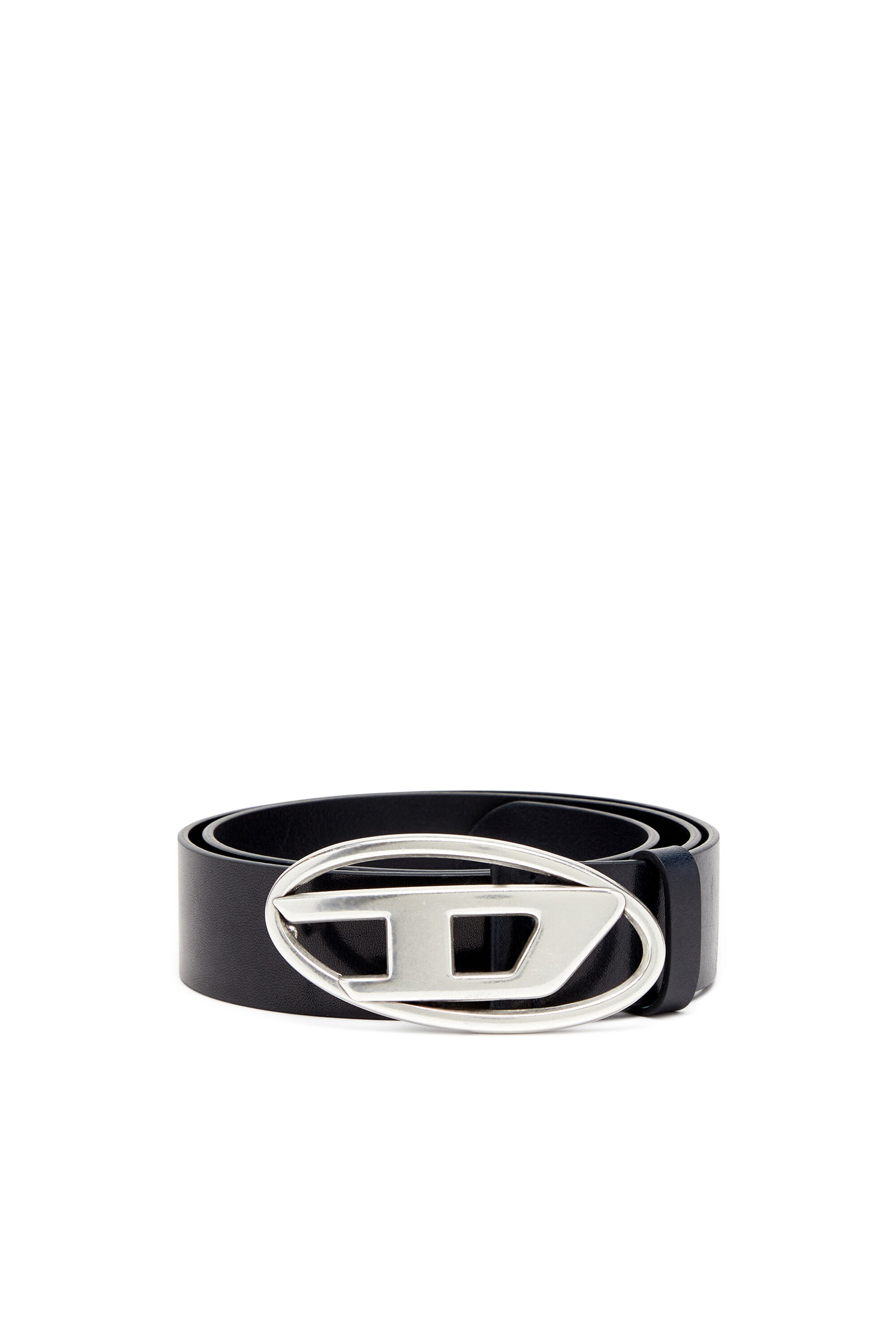 Diesel - B-1DR, Man's 3.9cm leather belt with D buckle in Dark Blue - 1