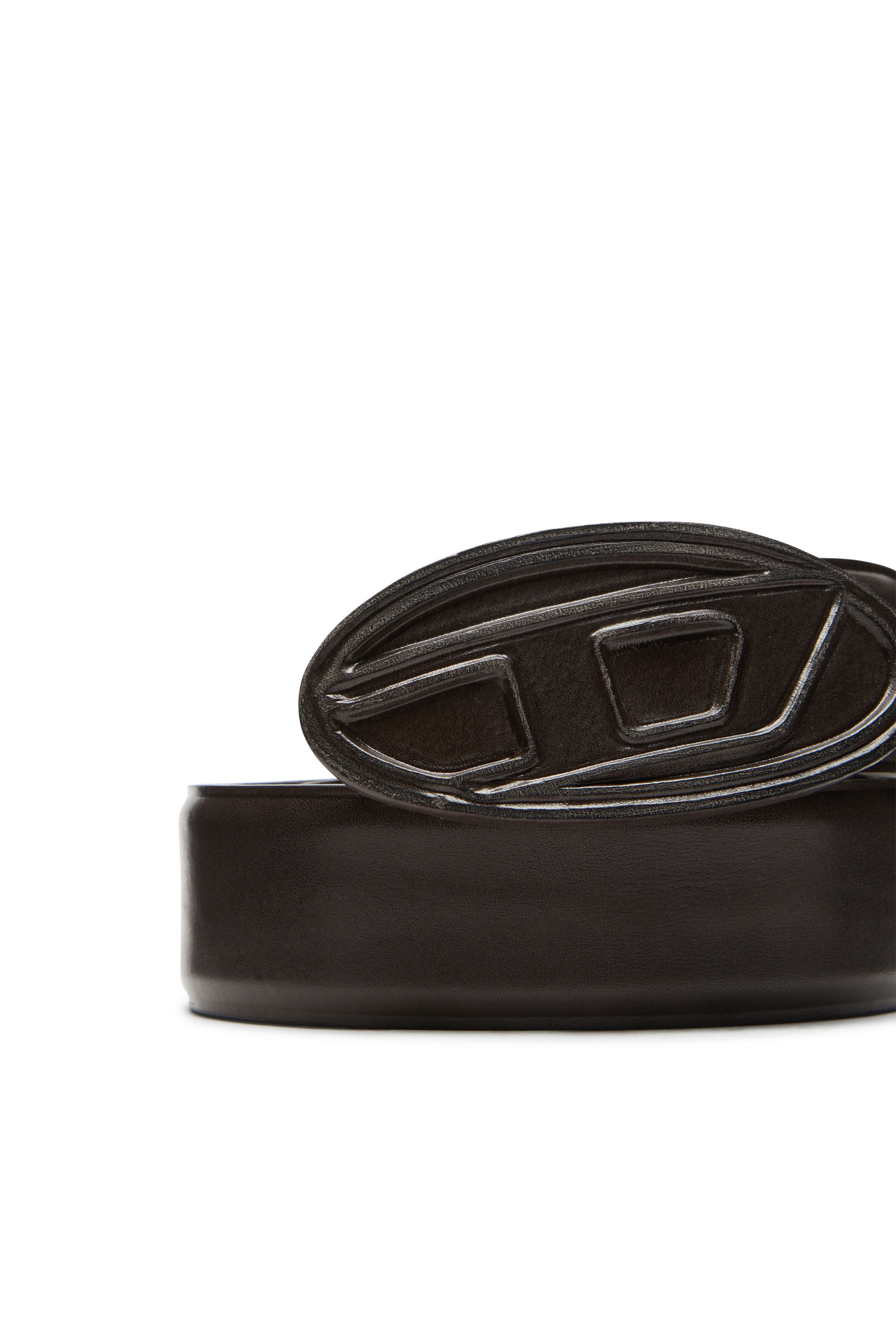 Diesel - B-1DR SCRATCH, Man's 4cm Leather belt with leather-covered buckle in Dark Brown - 3