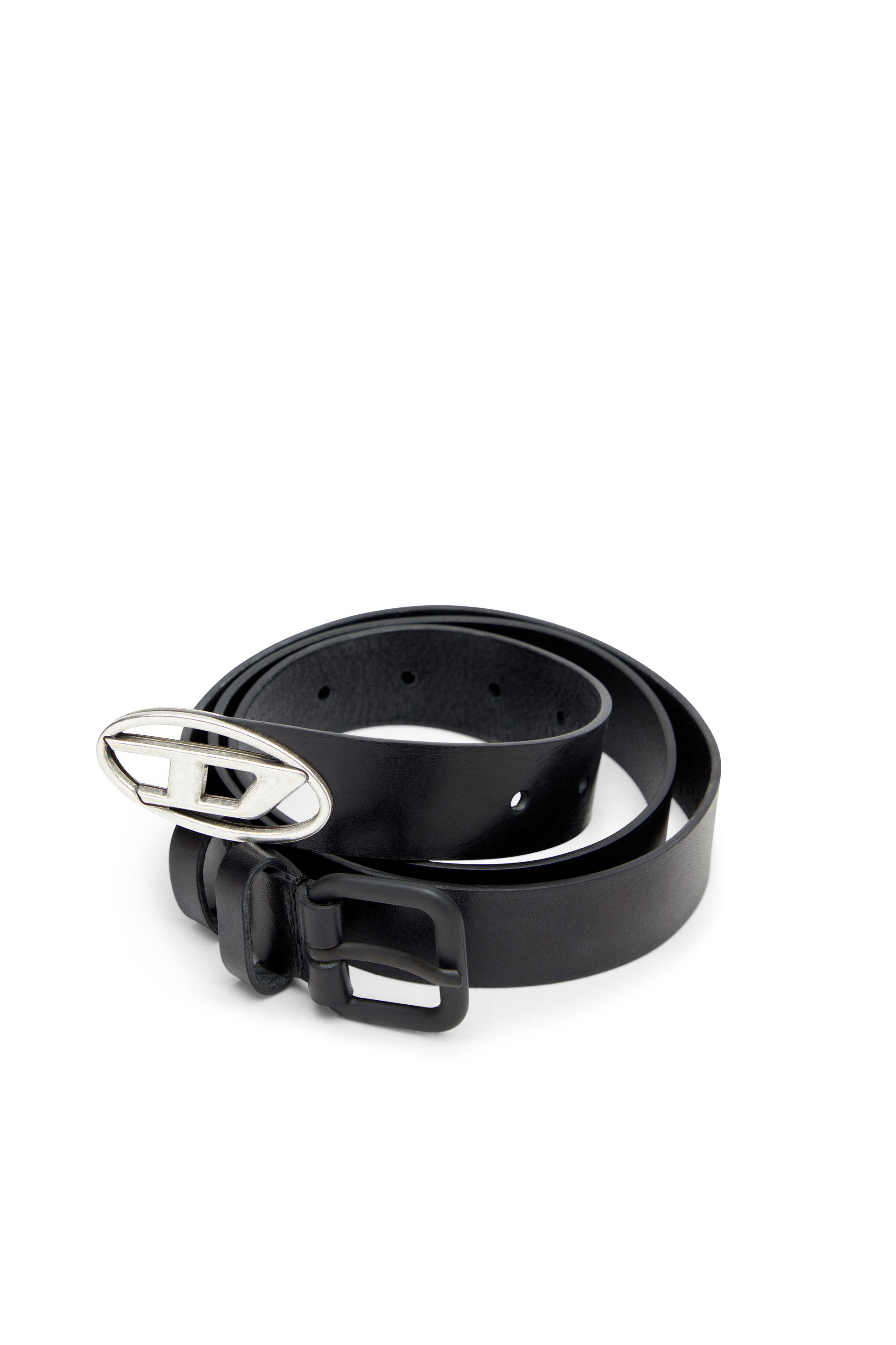 Diesel - B-INLAY, Unisex's 2.9cm leather belt with oval d logo in Black - 3