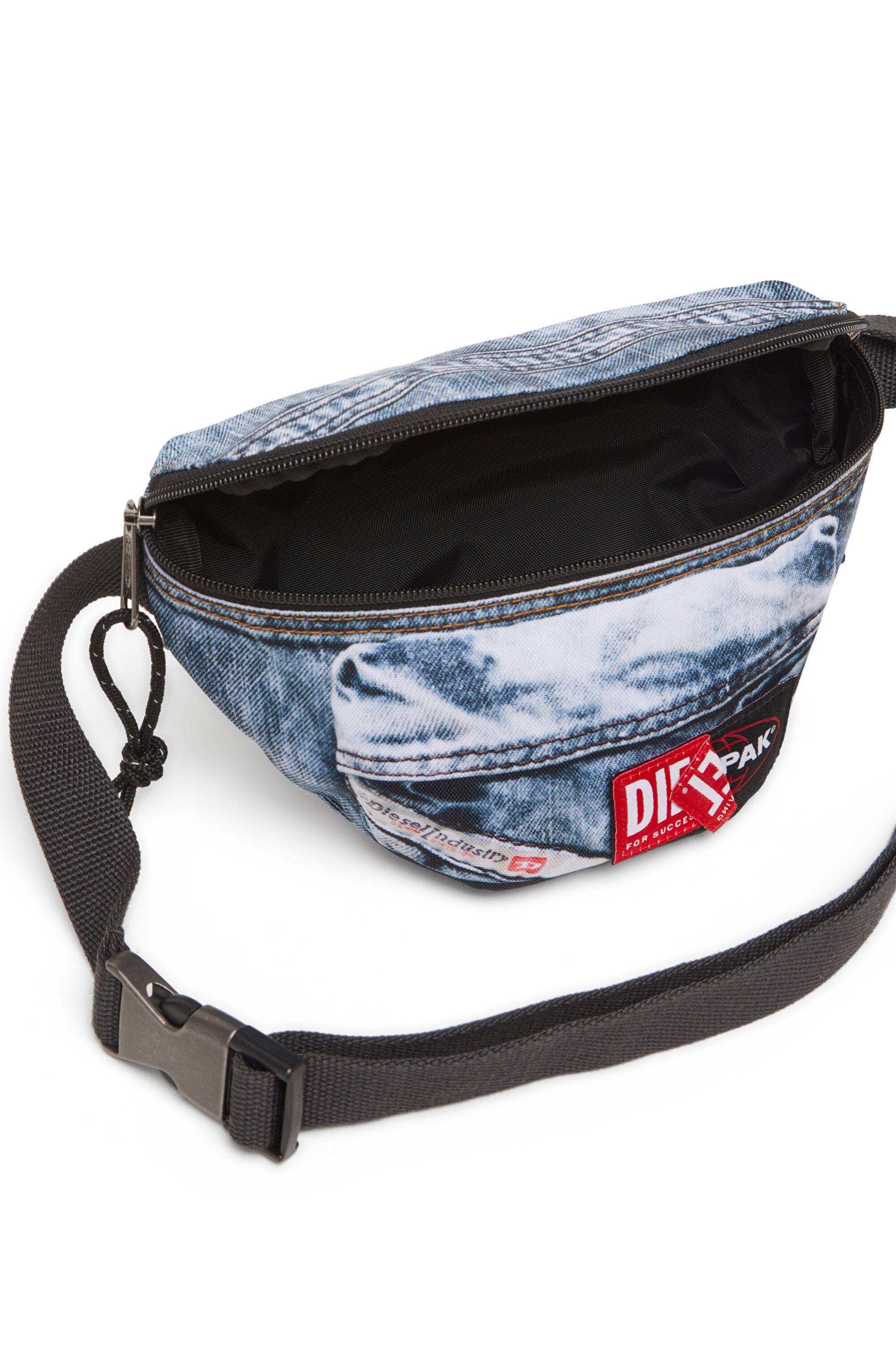 Diesel - DIESEL SPRINGER, Unisex's Belt bag in trompe l'oeil denim in Blue - 6