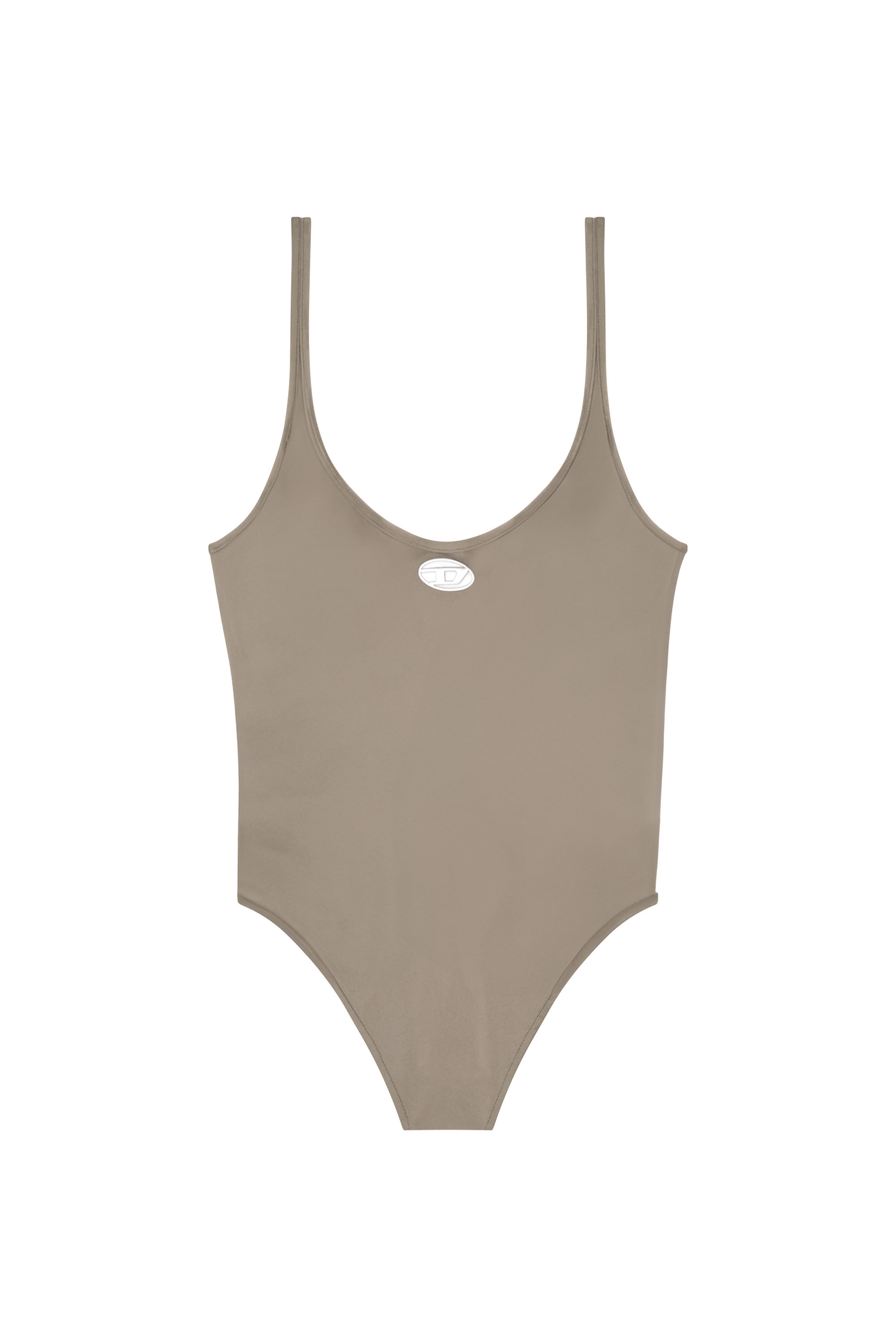 Diesel - MEGAN-UTLT, Woman's Microfibre bodysuit with cut-out logo in Brown - 5