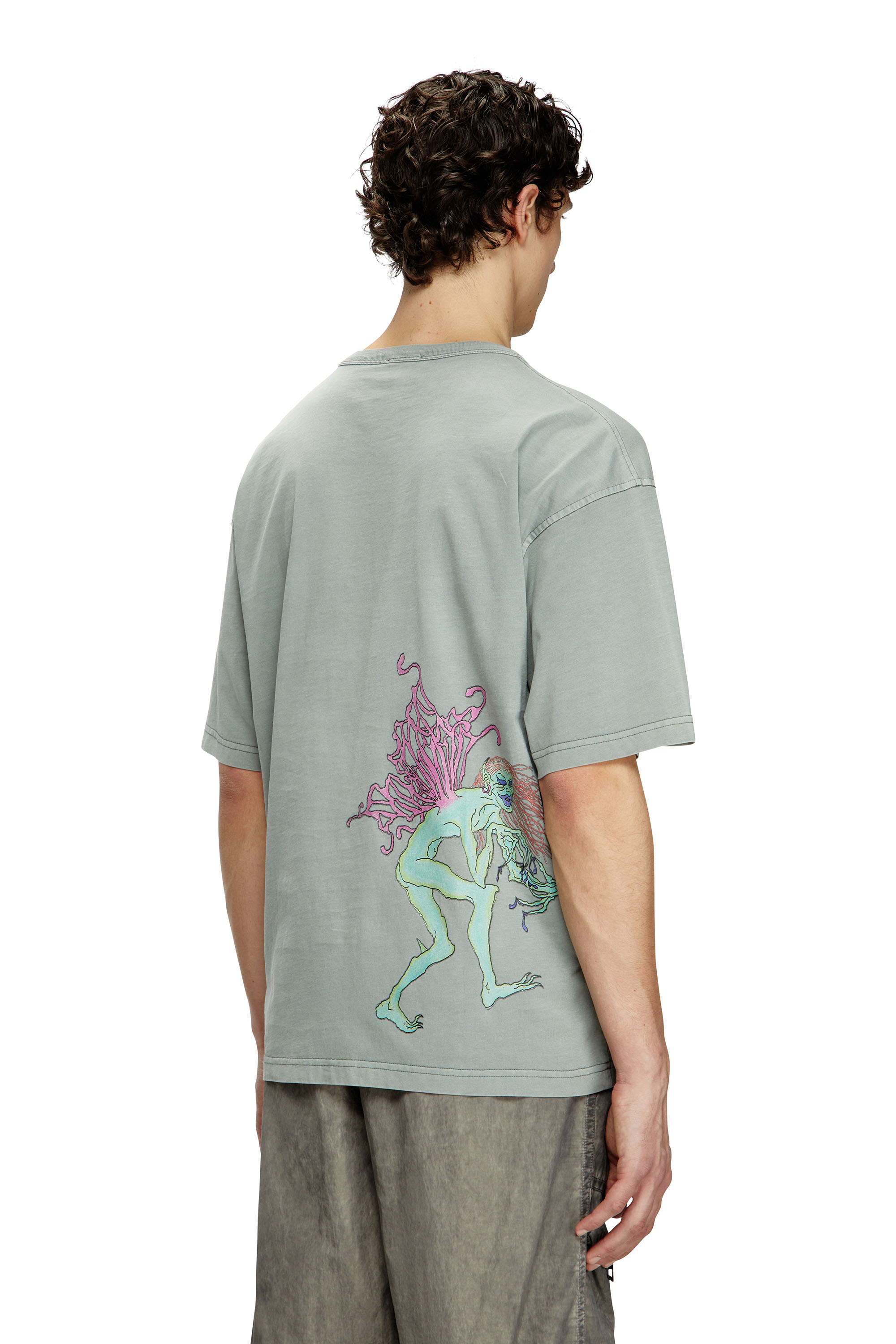 Diesel - T-BOXT-R28, Man's T-shirt with tattoo graphics in Grey - 5