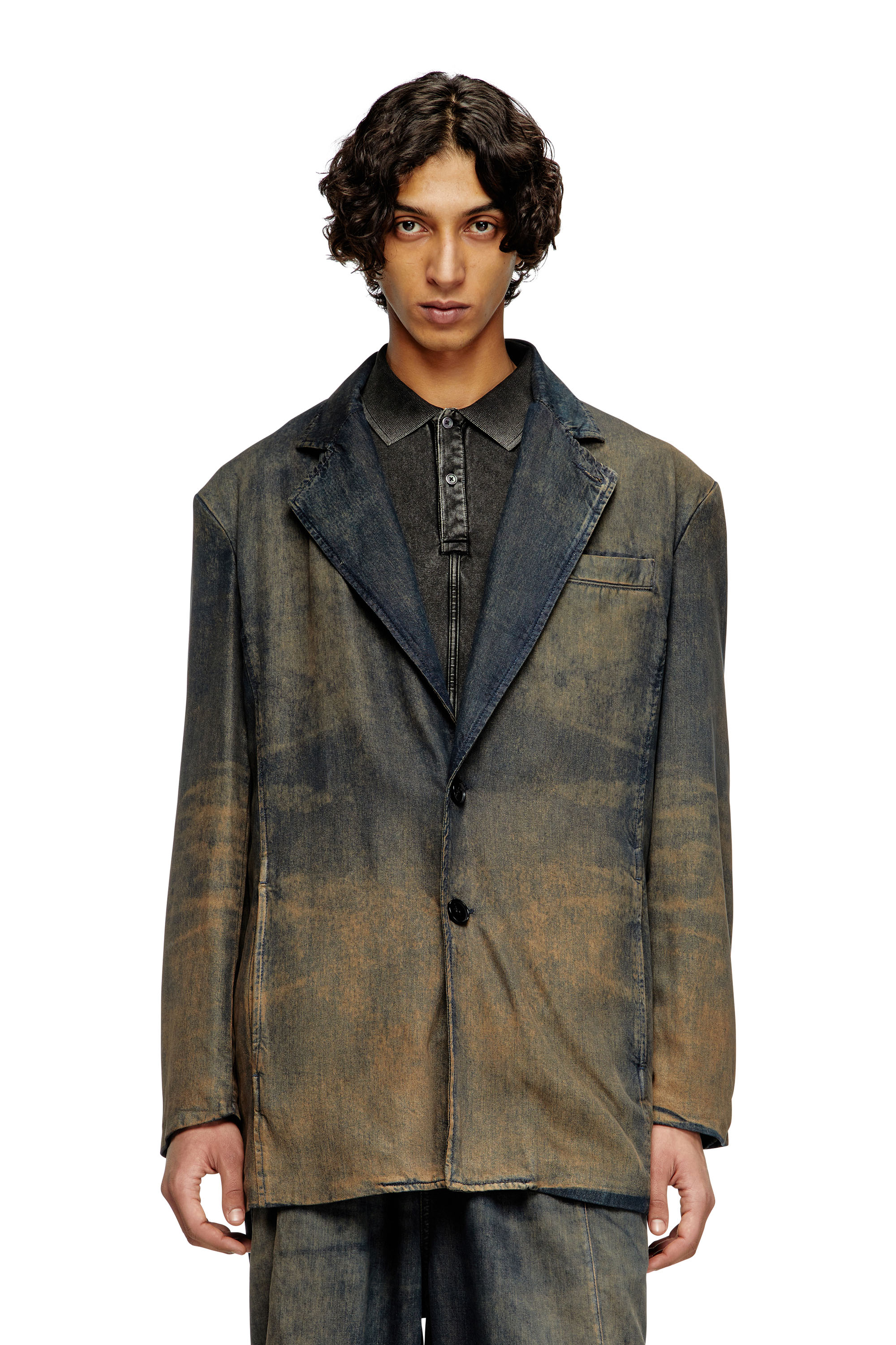 Diesel - D-REG-S, Unisex's Blazer in fluid shaded denim in Dark Blue - 1