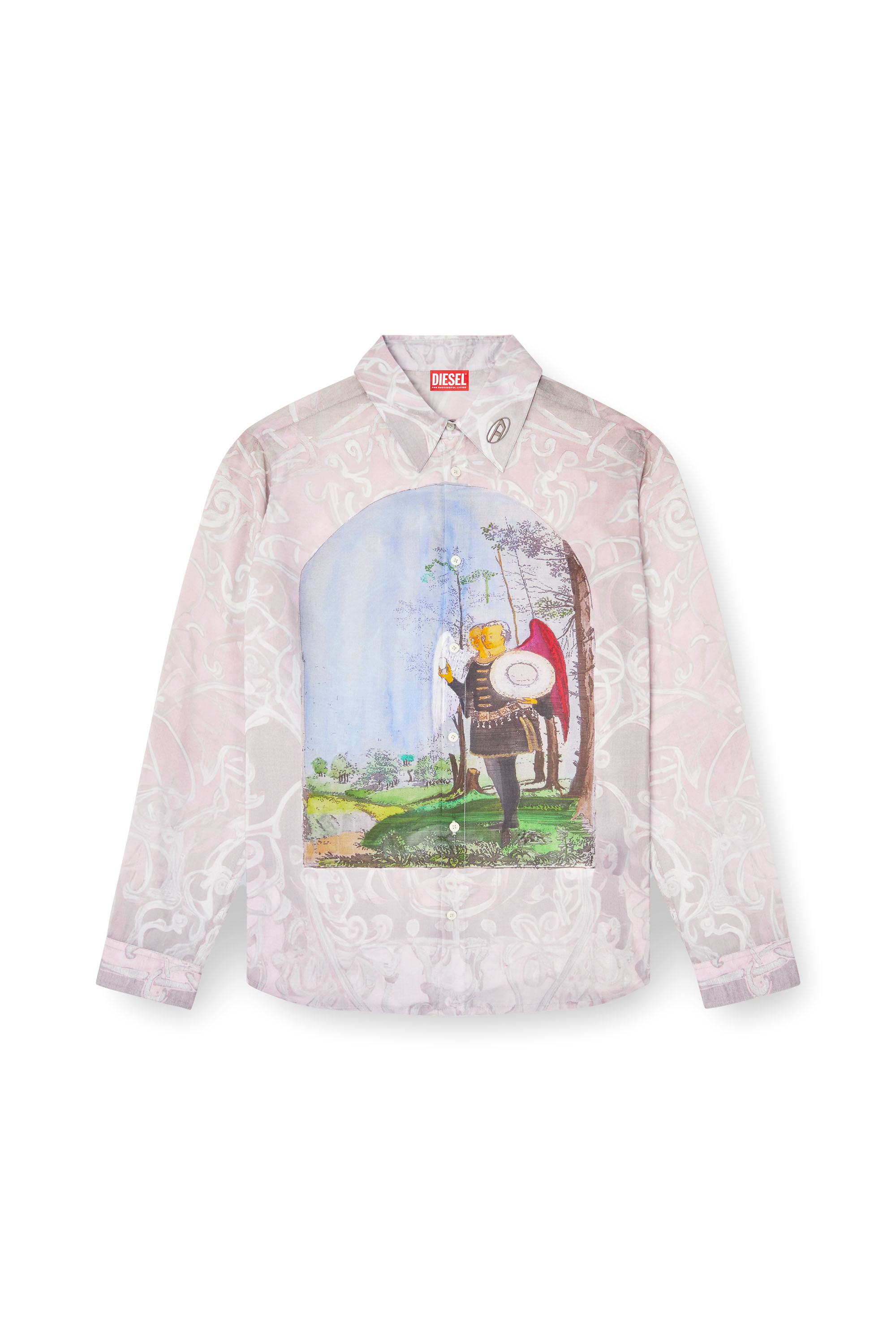 Diesel - S-SIMPLY-A-AJFW, Unisex's Shirt with medieval print in Pink - 4