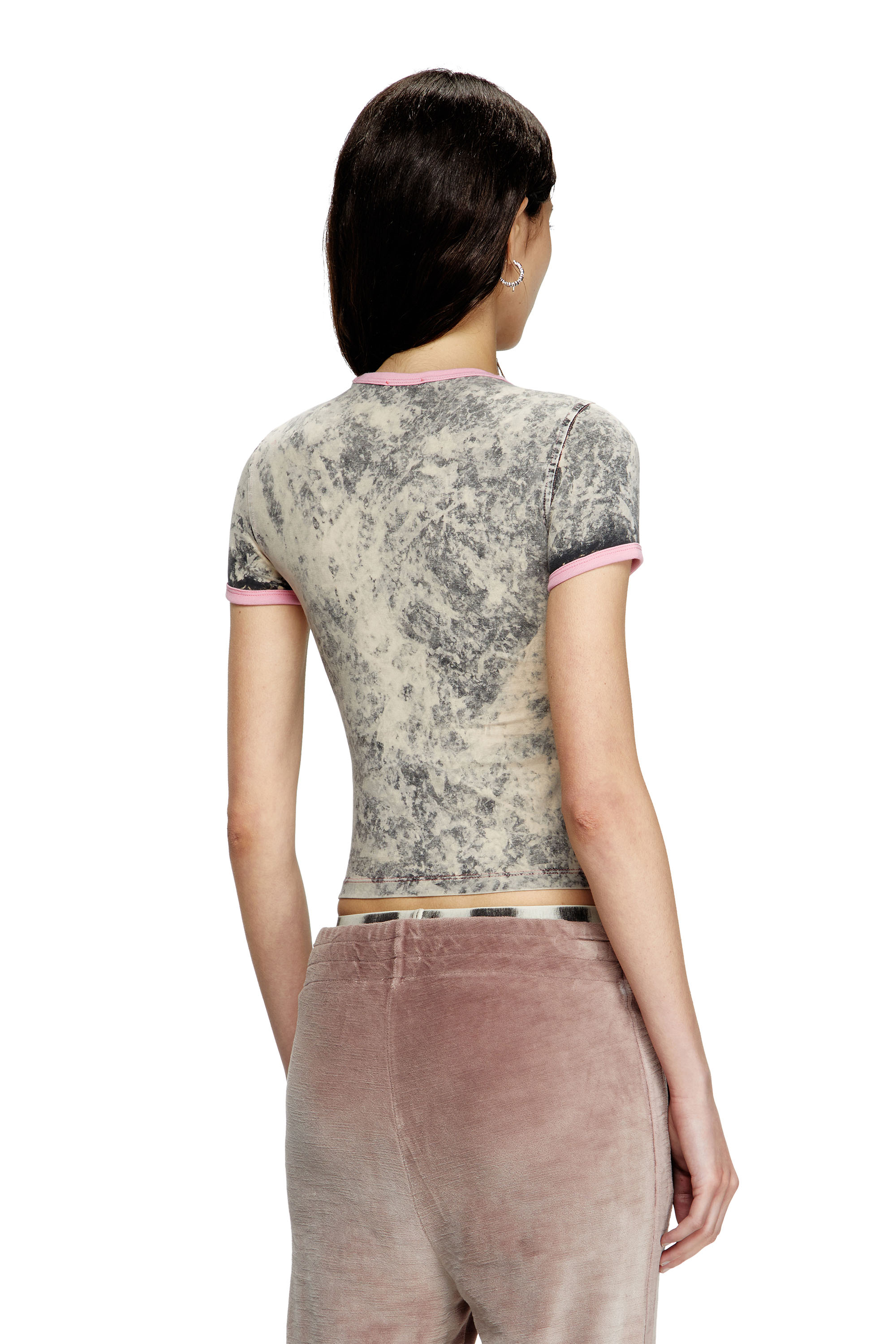 Diesel - T-UNCUTIES-SHORT-Q1, Woman's T-shirt with Diesel Core print in Grey - 5