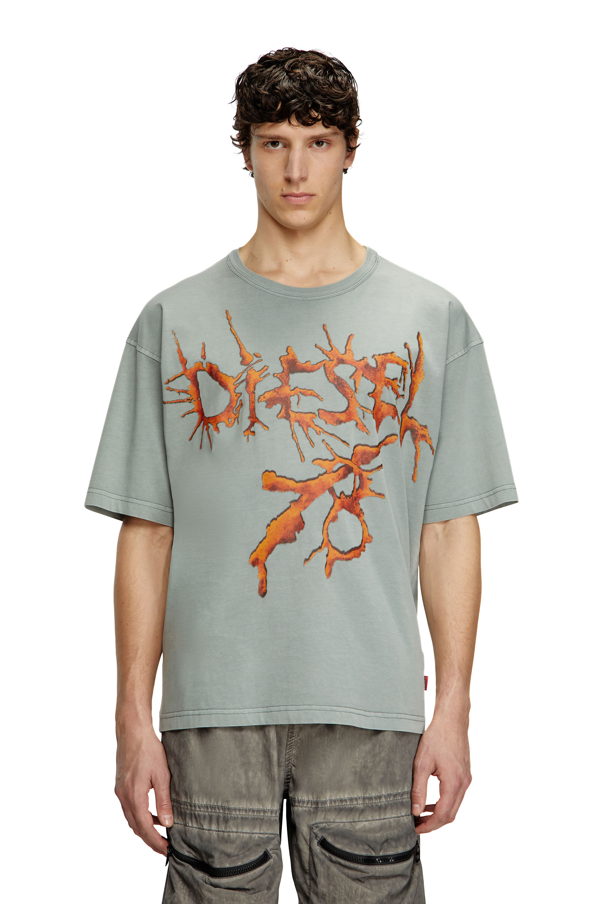 Diesel - T-BOXT-R28, Man's T-shirt with tattoo graphics in Grey - 2